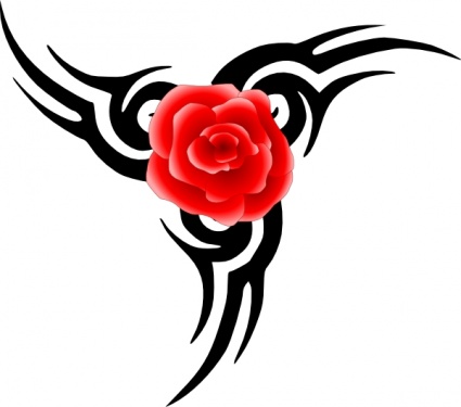 Tribal Tattoo With Rose clip art - Download free Nature vectors