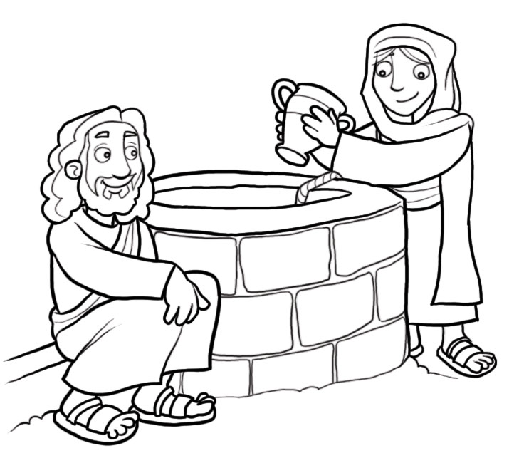 coloring page well clipart