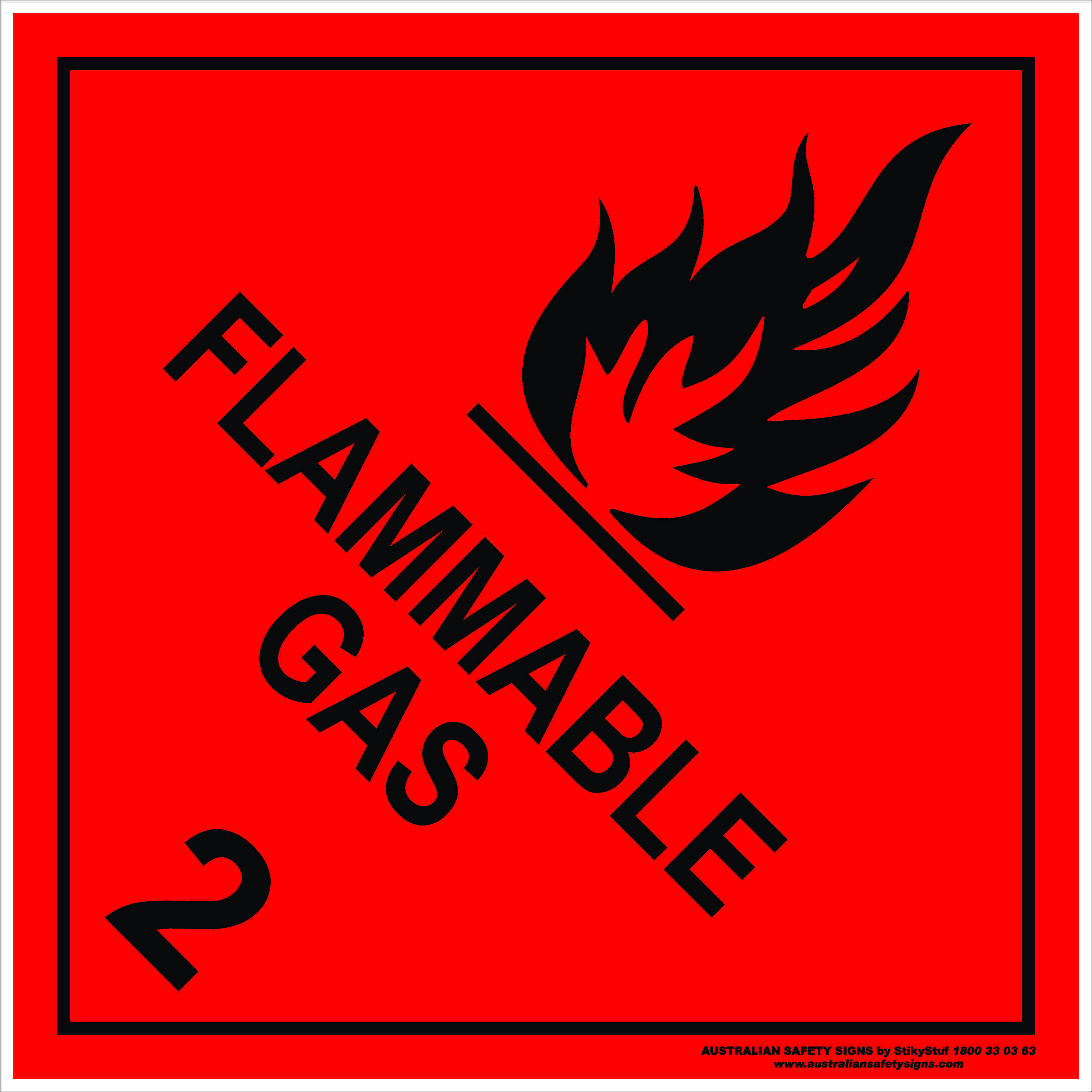 CLASS 2 - FLAMMABLE GAS - BLACK - Discount Safety Signs Australia