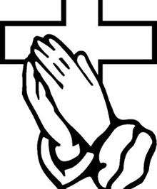 cross and praying hands clipart black and white