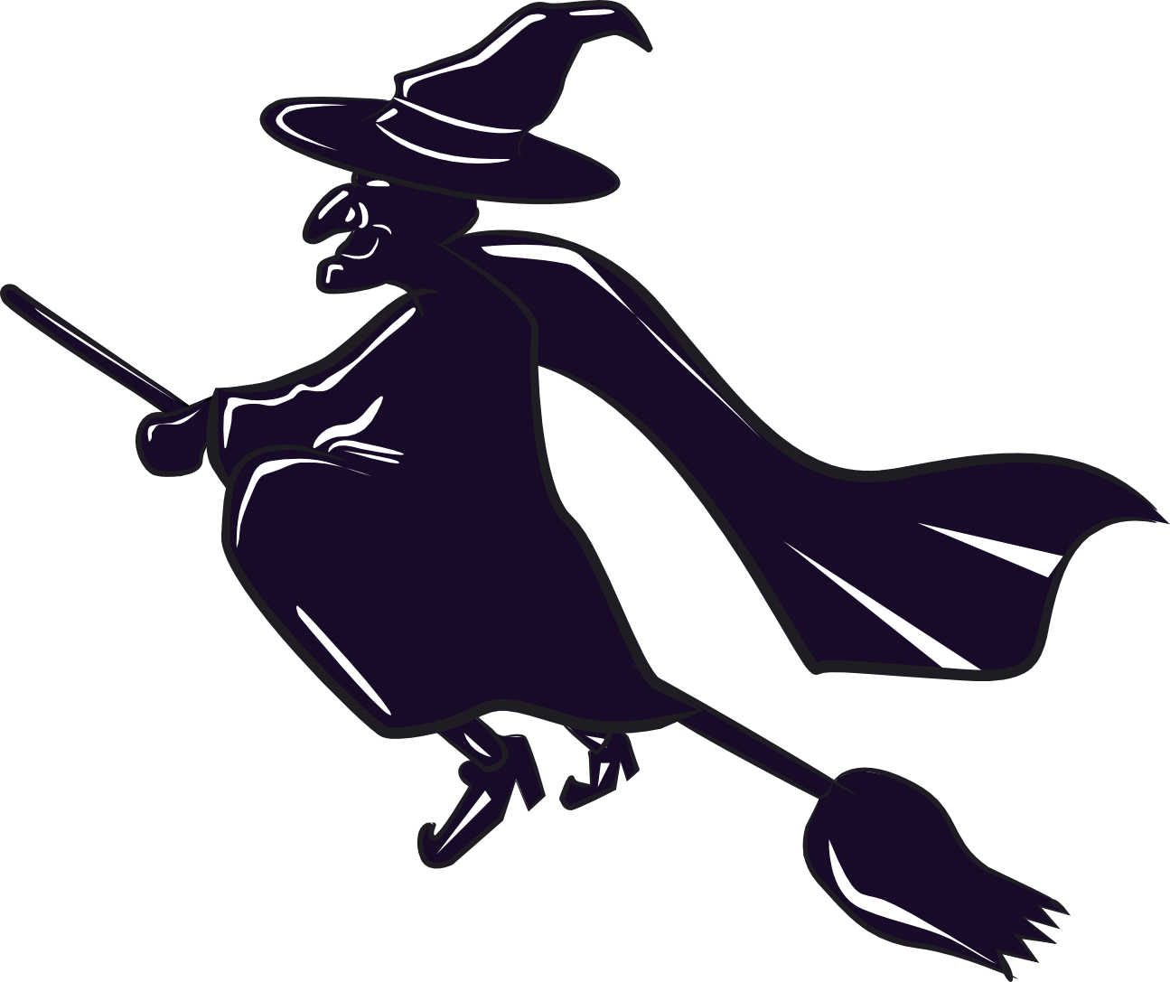 Witch on broomstick clipart