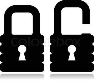 Padlock silhouette on white background, vector illustration ...