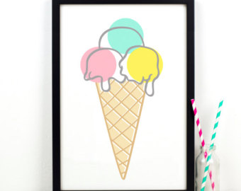 Ice cream wall art | Etsy