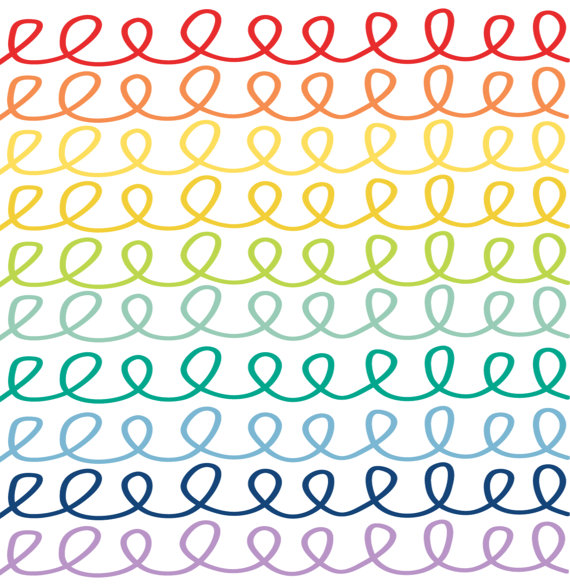 INSTANT DOWNLOAD // Digital Borders Clip Art // Rainbow Curls ...