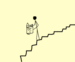 A stickman reading the news by the stairs. (drawing by Talah_Rama)