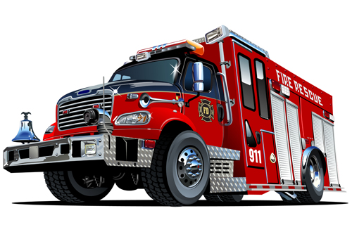 Cartoon fire truck vector material 05 - Vector Car, Vector Cartoon ...