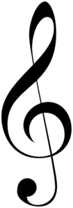 Treble Clef Black W/ White Outline clip art - vector clip art ...