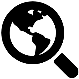 World search interface symbol of Earth under a magnifier tool ...