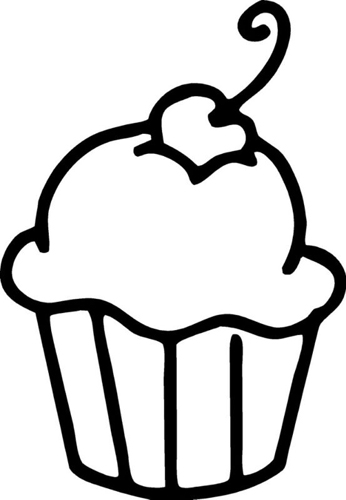 Clipart cupcake black and white
