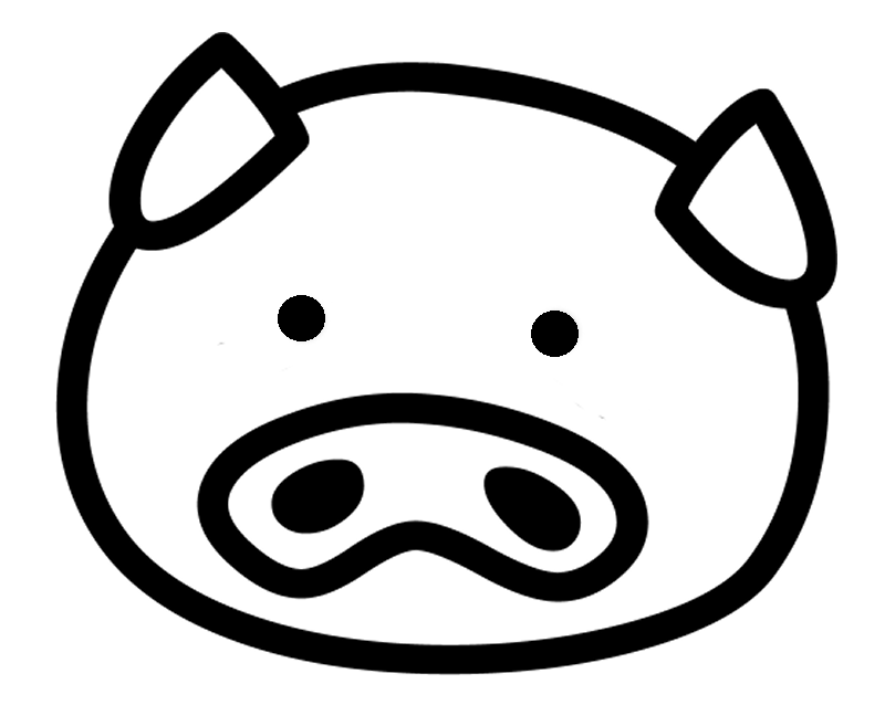cartoons eye clipart black and white pig