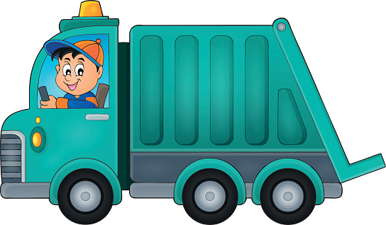 orange garbage truck clipart