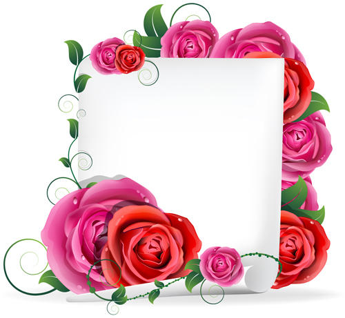 Blank paper and rose vector graphics - Vector Flower free download