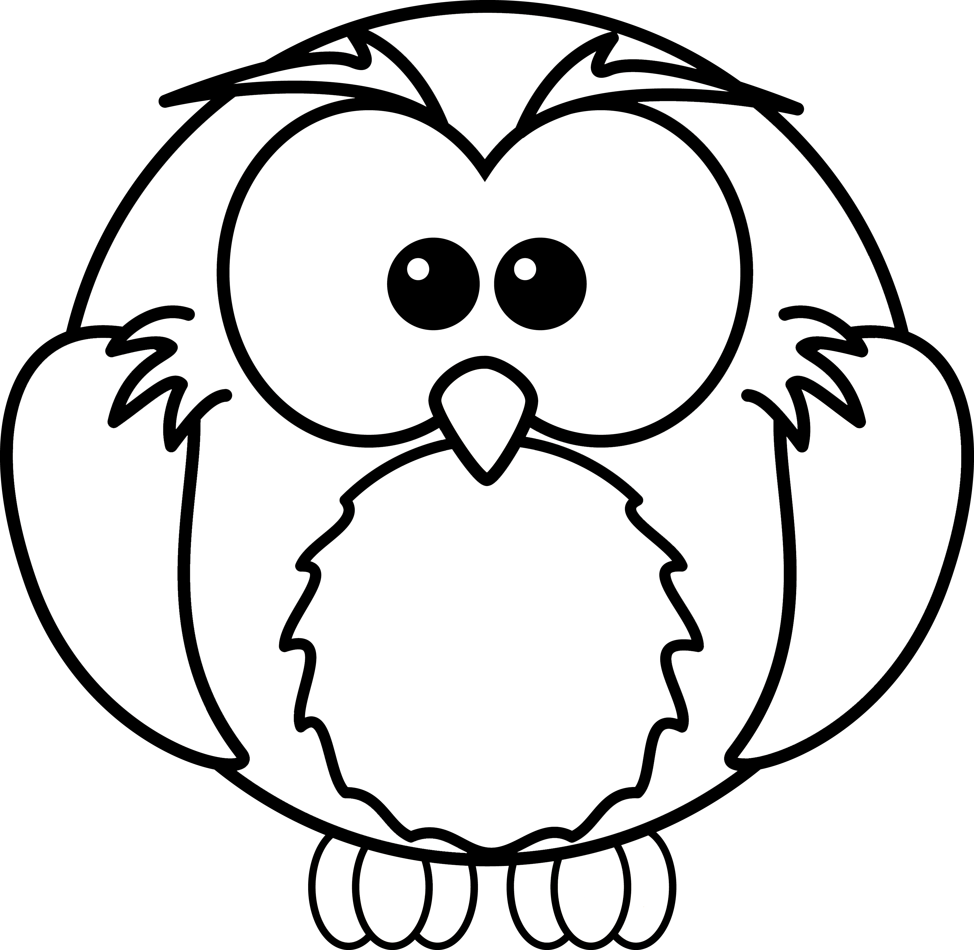 Clipart line drawing of owl