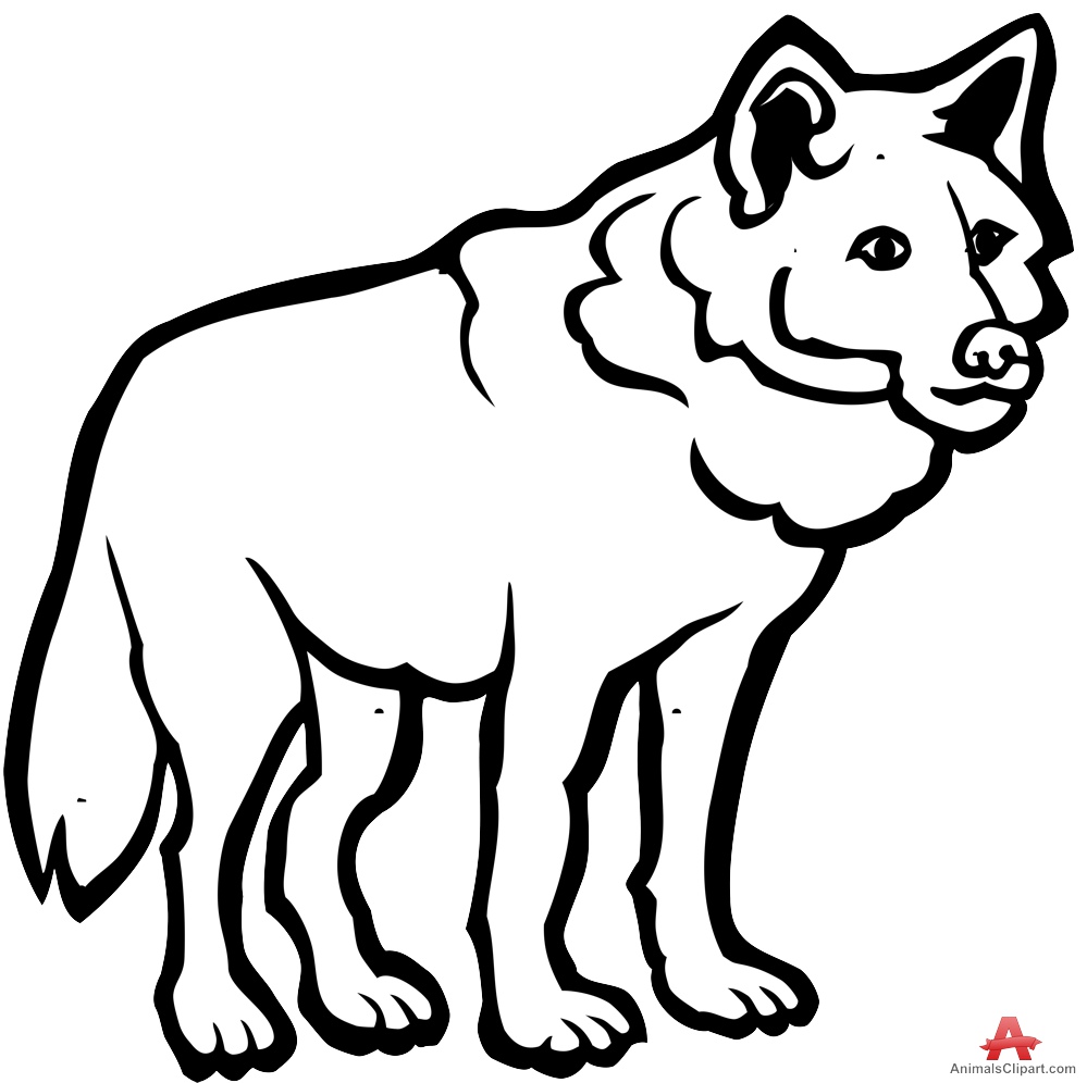 Wolf Outline Drawing in Black and White | Free Clipart Design Download