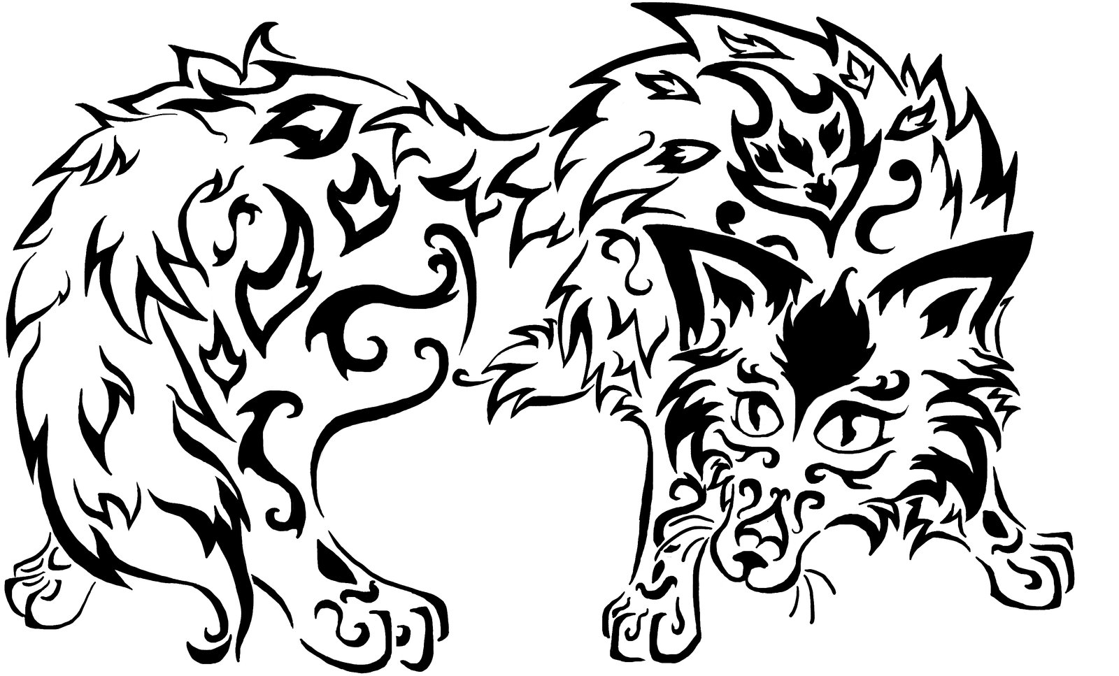 Animal tattoos clipart black and white