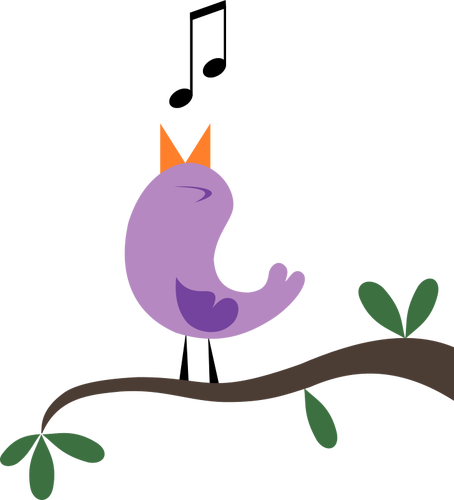 Happy tweeting purple bird vector graphics | Public domain vectors