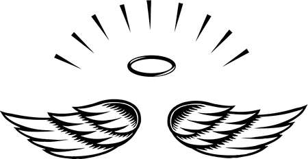 angel clipart images black and white trees