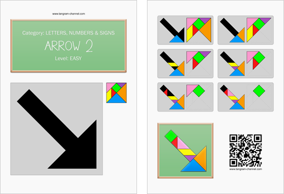 Tangram Arrow 2 - Printable tamgram worksheet #12 - Providing ...