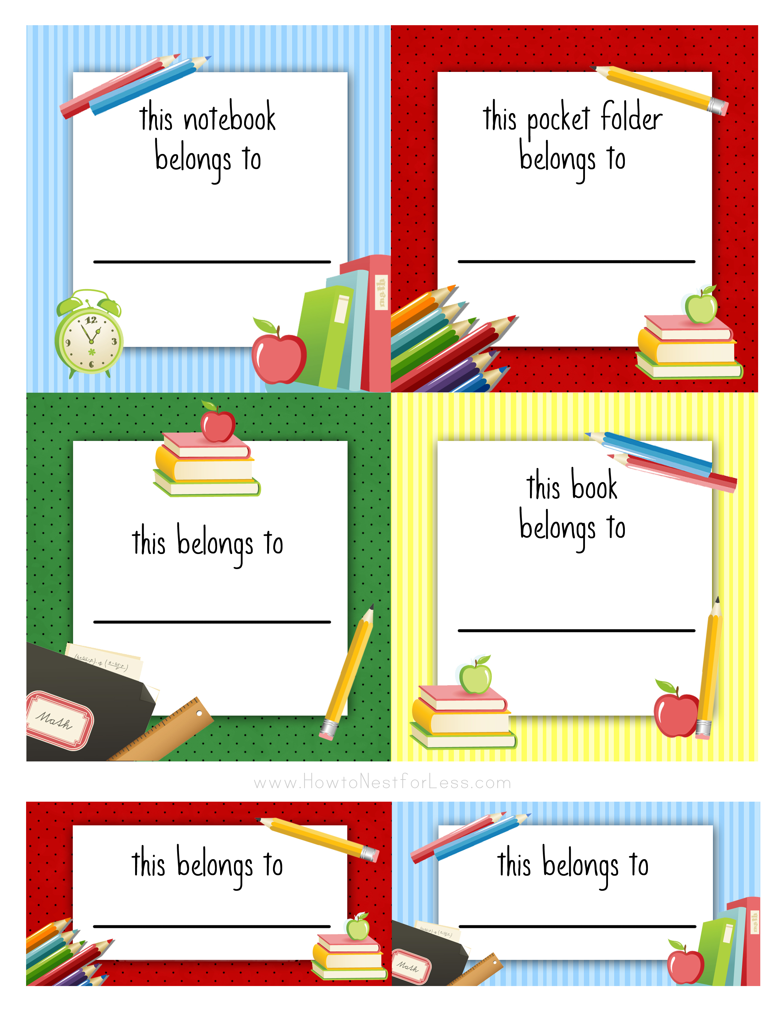 1000+ images about Kids & School Labels, Printables and Templates ...