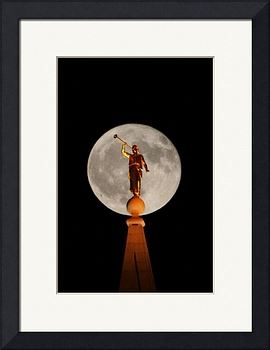 Salt Lake Temple Angel Moroni in Full Moon Art Prints by Ken ...