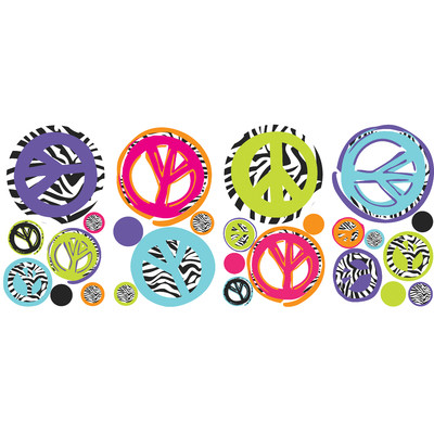 Room Mates Zebra Peace Signs Wall Decal | Wayfair