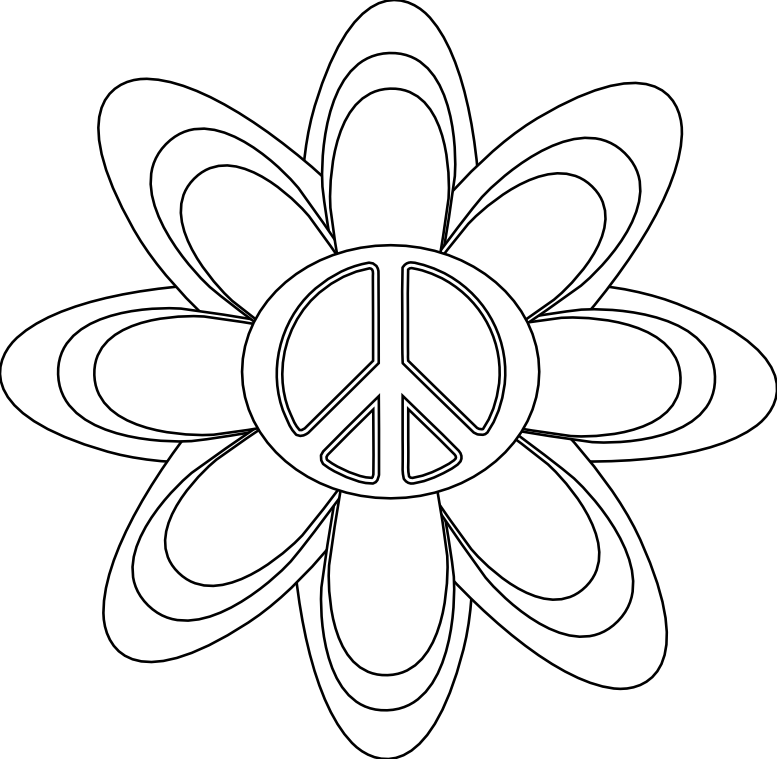 Peace Symbol Peace Sign Flower 144 Black White Line Art Tattoo ...