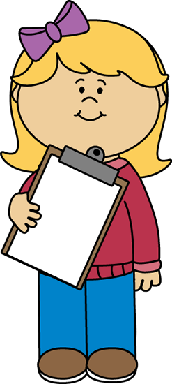 Girl holding clipboard clipart