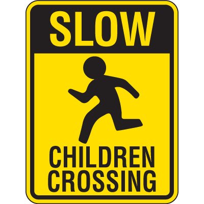 Reflective Pedestrian Crossing Signs - Slow Children Crossing | Seton