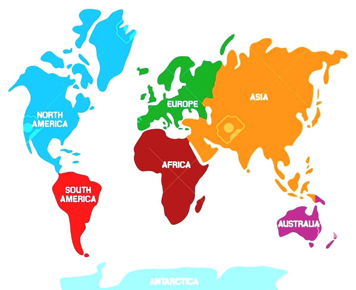 World Map Continents For Kids Animals North America Colorful ...