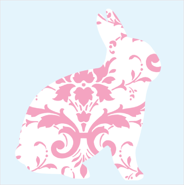 Pink Damask Rabbit With Blue Background Clip Art ...