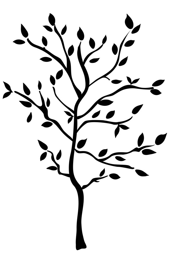 New Black TREE MURAL WALL DECALS Leaves &amp; Branches Stickers ...