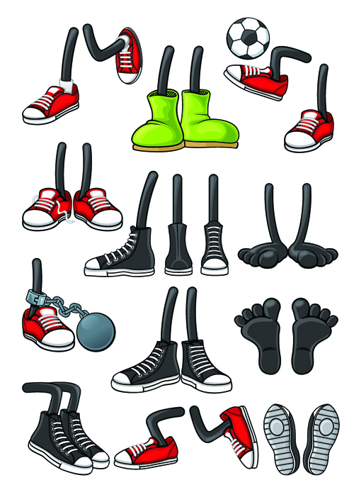 Funny cartoon shoes vector graphics - Vector Cartoon free download