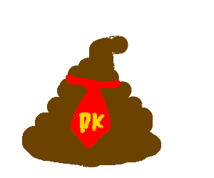 A turd called DK wearing a red tie (drawing by Ilya9506)