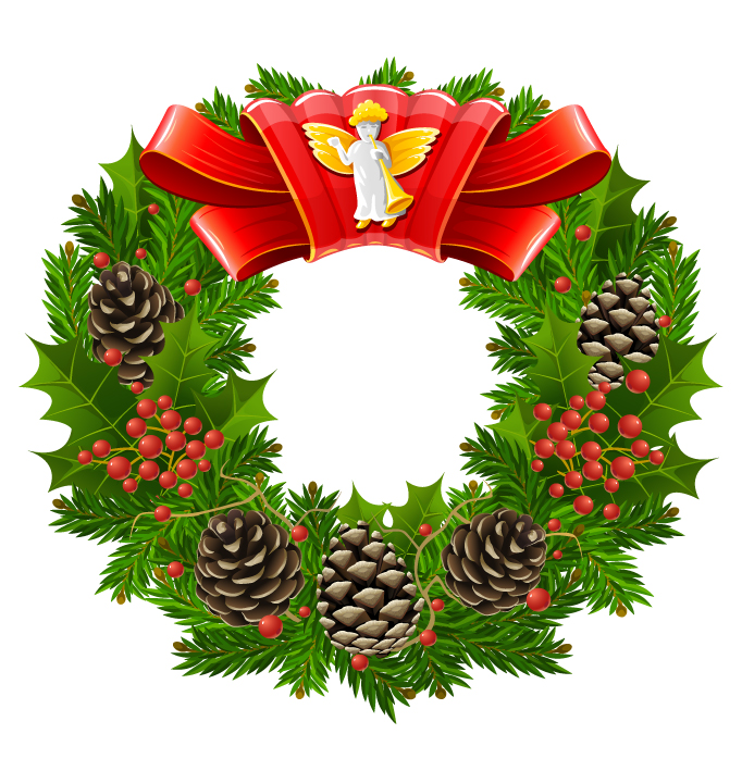 Christmas wreath cool texture vector Free Vector