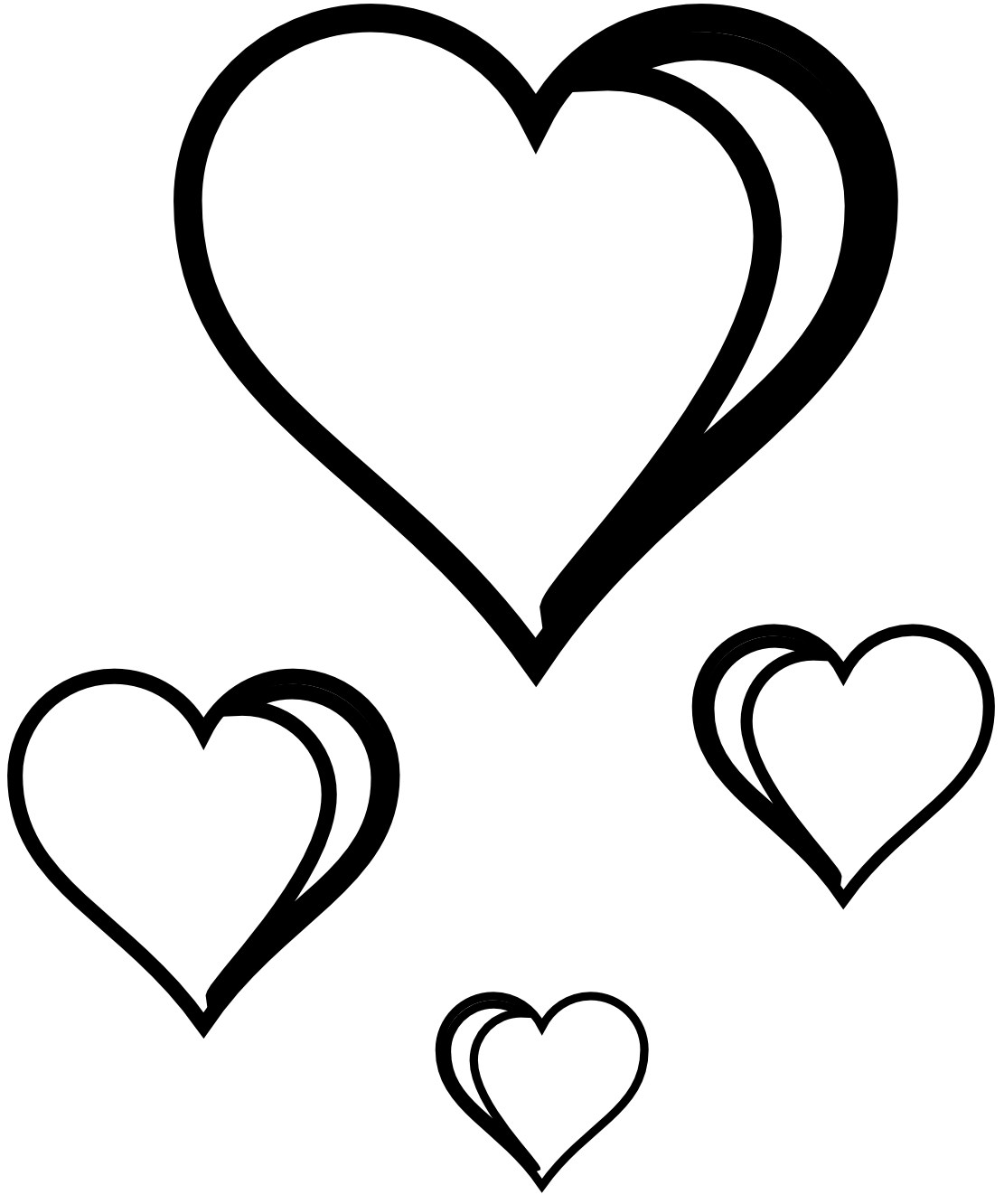 Hearts clipart black and white