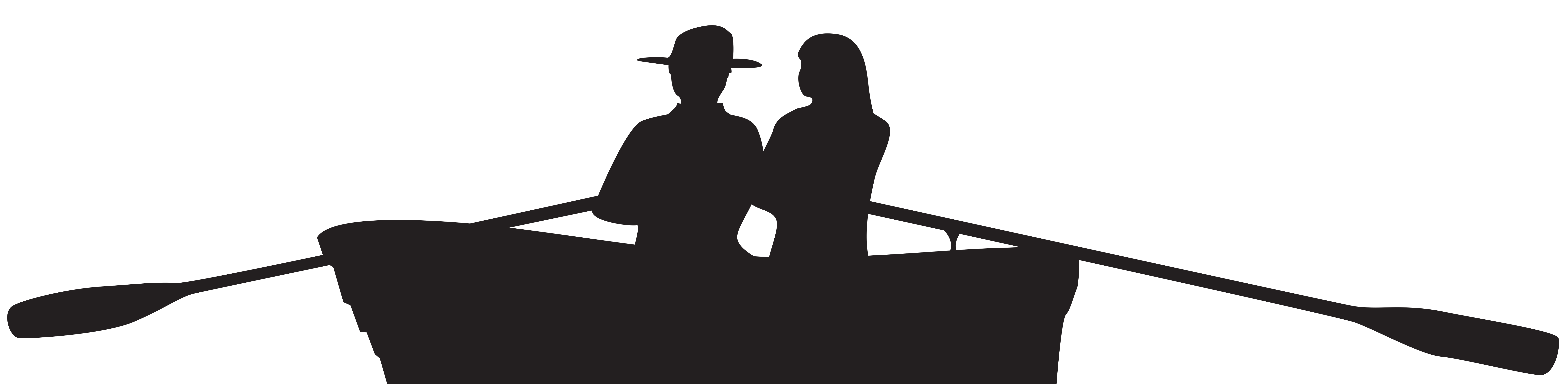 Couple on Boat Silhouette PNG Clip Art Image