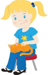 Kitten Clipart Image - Child sitting with kitten on her lap