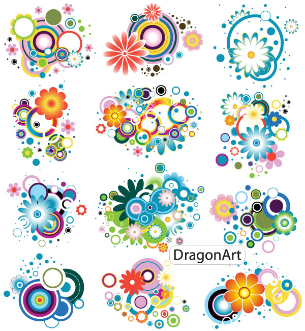 Colorful Flower Designs Vector | Download Free Vector Graphic ...