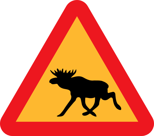 Warning Moose Roadsign clip art Free Vector