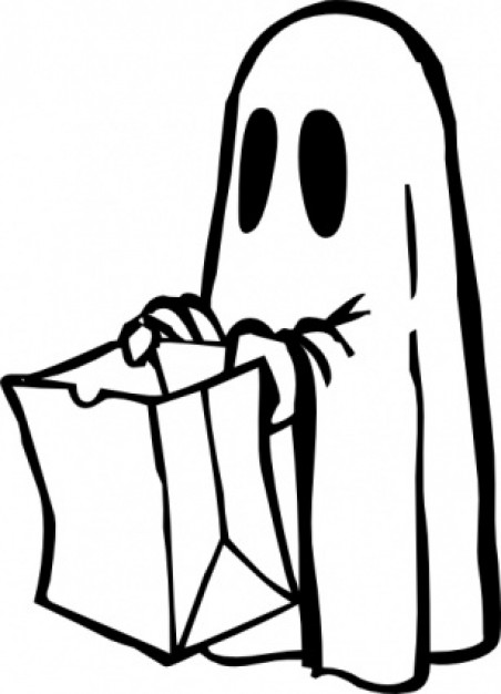 Ghost With Bag Black And White clip art | Download free Vector