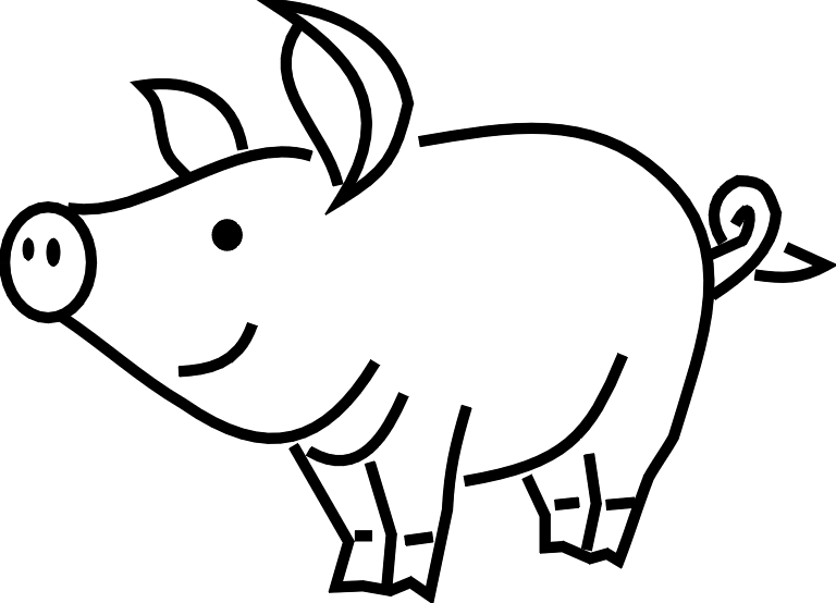 movie star clipart black and white pig