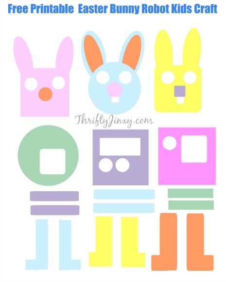 Free Printable Easter Bunny Robot Kids Craft - Thrifty Jinxy