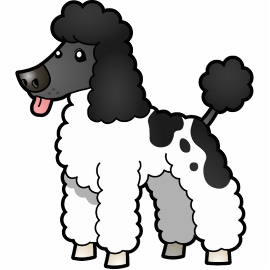 Cartoon Poodle (black parti puppy cut) Cutout | Zazzle