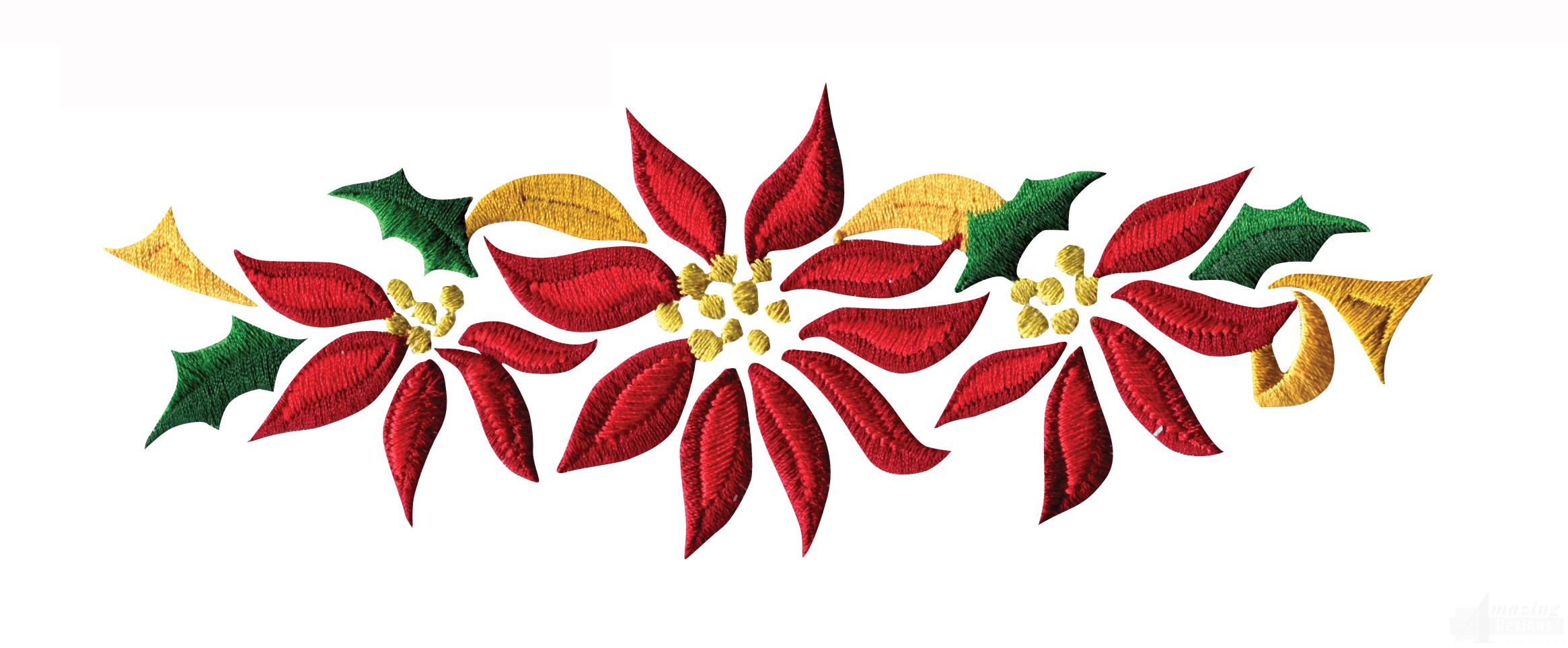 Poinsettia Floral Border 2 Embroidery Design