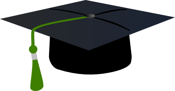 Green graduation hat clipart