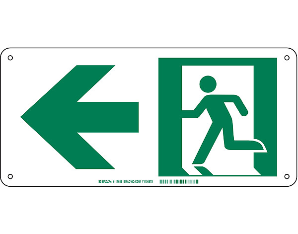 BRADY SIGN EXIT ARROW LEFT 7X15IN - Exit and Entry Signs ...