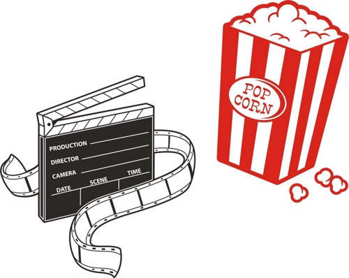 MOVIE CLIPBOARD AND POPCORN TV ROOM WALL DECAL STICKER HOME ...