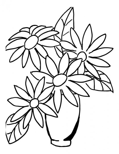 Flower Bouquet In A Vase - Free Coloring Pages #8224 to print ...