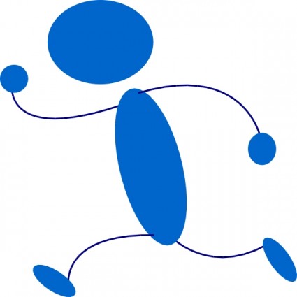 Stick figure running blue stick man clip art free vector in open ...