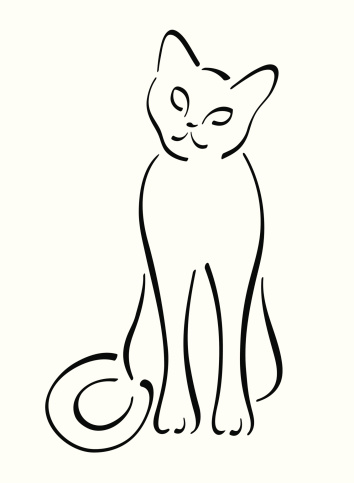 Clip Art Of A Cat Line Clip Art, Vector Images & Illustrations ...